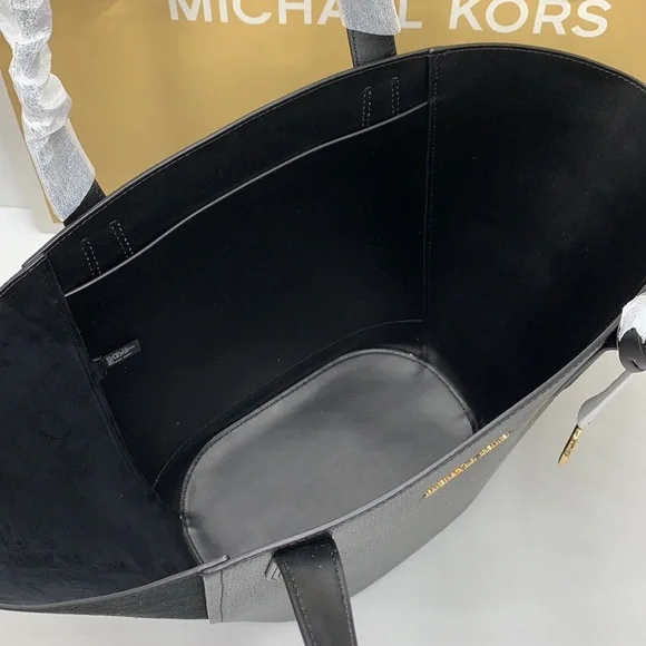 MICHAEL KORS PORTIA LARGE TOTE BLACK COLOR Pebbled leather/ suede - Picture 6 of 14